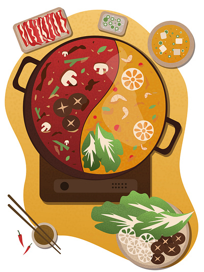 Hot pot art china chinese chinese culture chinese food design food hotpot illustration lunch menu restaurant spicy taste vector