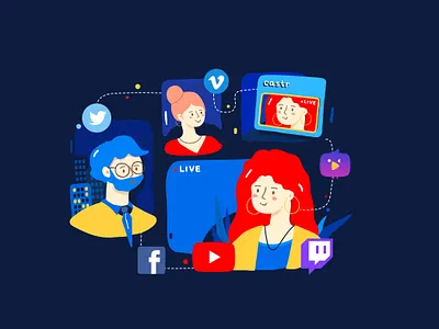 Stay connected through livestreaming artbook colorful connect connection design illustration livestream