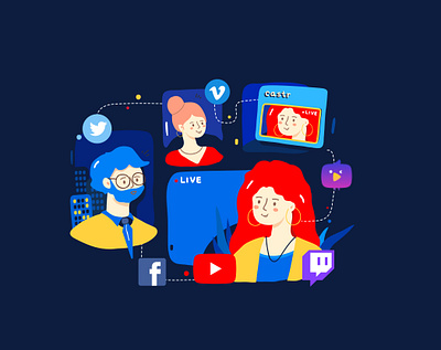Stay connected through livestreaming artbook colorful connect connection design illustration livestream