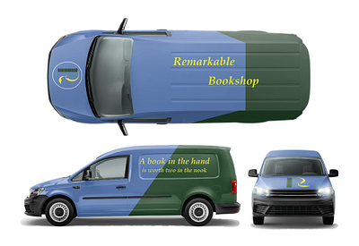 Remarkable Book Store - Delivery Van Mockup adobe illustrator adobe photoshop branding car wrap design graphic design logo mockup vector