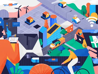 Robots are Coming! business digital flat people robots tech texture