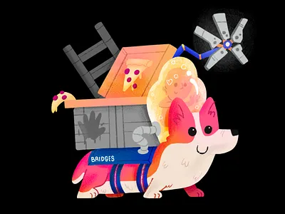 Sam PAWter Bridges cartoon corgi death stranding doggie illustration sticker texture videogame