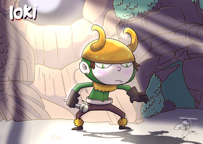 Little Loki cartoon coffeescartoon fanart illustration loki