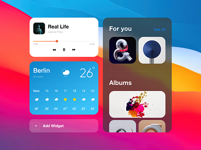 MacOS Big Sur Widgets clean colors design desktop desktop design macos minimal mobile ui web widget widgets