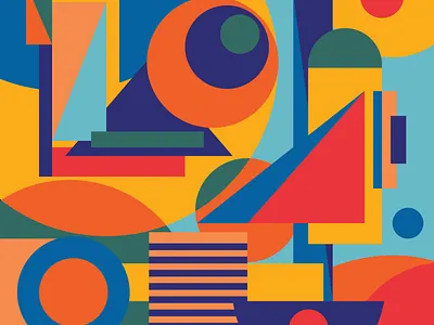 Abstract Cityscape in Geometric Shapes abstract abstractart architecture cityscape cityscapes color palette design flat ilustration flatdesign flatvector geometric geometric art geometric design graphic design illustration landscape pattern design surface pattern vintage vintage design