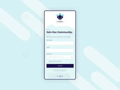 Community Sign Up adobe xd app design design form icon illustration logo minimalist mobile photoshop typography uxdesign vector