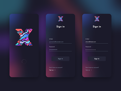 Sign in UI app blur color login login page mobile mobile app sign in sign up ui ui ux ui design uidesign uiux x