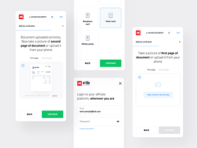 Partnership office - Onboarding app forms input login mobile onboarding platform product design register steps ui upload ux xtb