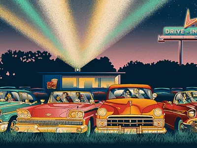 Summer of the Drive In for Culture Trip digital illustration editorial illustration photoshop illustration travel illustration
