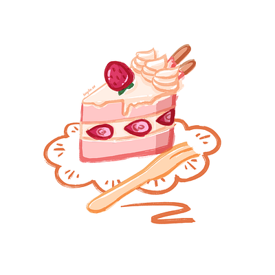 Hello Dribbblers! + Strawberry Cake artwork cake creative drawing food food illustration hello hello dribble illustration illustration art strawberry strawberry cream cake