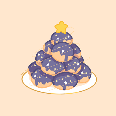 Blueberry Croquembouche art artwork blueberry creative drawing food food illustration galaxy illustration