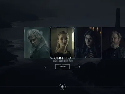 Netflix The Witcher - Website Character selection screen black custom dark design experience fantasy full screen interactive movie netflix series tv ui ux web design witcher