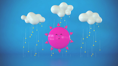 Sadness abstract clouds cute cute sun design illustration rain render rendering sadness stars sun toy