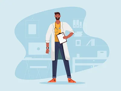 doctor 2d art 2d character 2d illustration cartoon character character design clinic doctor illustration illustrator medicine medicine illustration mobile mobile app people personage design personal vector personage web webdesign