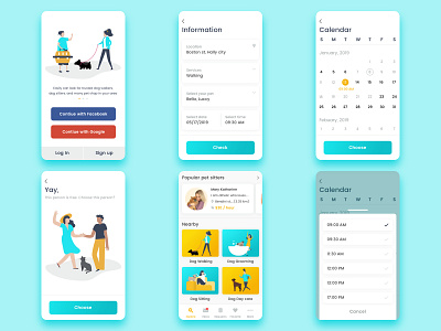 King Pet Project - Application app application design application icon blue calendar design dog green illustration pet pet care pet sitters pets petshop petstore ui uiux ux