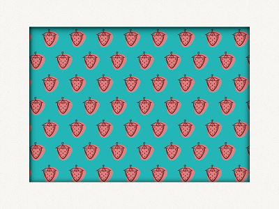 Strawberry Pattern aquamarine art berries berry cute design digital fruit illustration line pattern pink red seamless strawberris strawberry surface