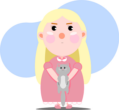 Girl with cat cat design flat flat illustration girl illustration simply vector