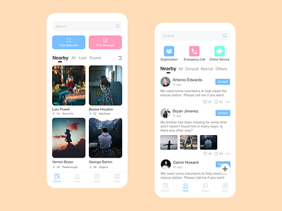 Looking for missing persons app app design sketch ui ux