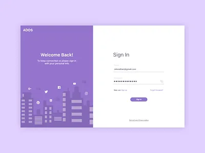 Social Media app sign in 2020 branding design icons illustrator login page login screen product design signin signup ui uidesign ux web web app website