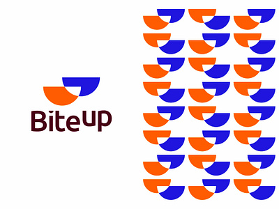 BiteUp logo design: B, U, bowls / cups, chat, smiles abstract brand identity branding chat chats coffee cups creative flat 2d geometric food bowls friend friends hang out hangout interactive fun letter mark monogram logo logo design meet meetup minimalist smile smiles social socializing app logomark talk talking quote message u vector icon mark symbol