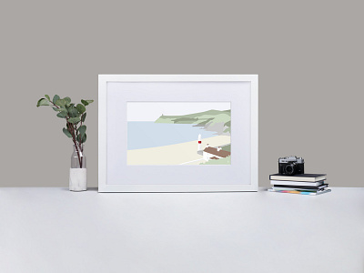 minimann: port erin flat illustration illustrator isle of man landscape minimal port erin vector