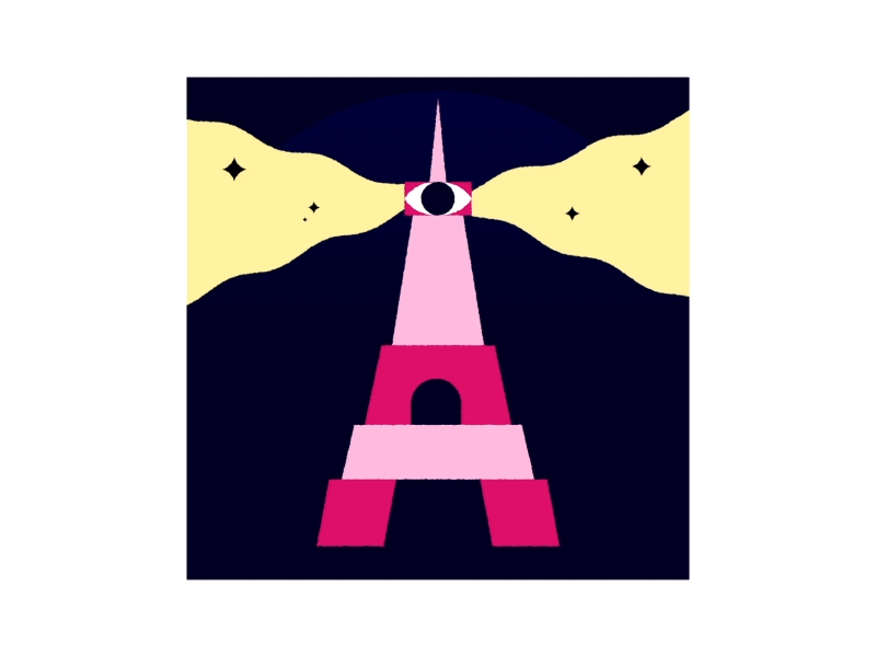 EIFFEL TOWER 💡👁️ 2d after effects animation digital eiffel eiffeltower eye gif illustration illustrator light mograph motion motiondesign paris