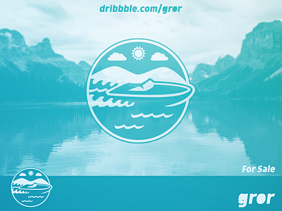 Boat on Lake Logo boat canal edge for sale gror lake logo logo design logoground marina mountain ocean sea sun waters waves