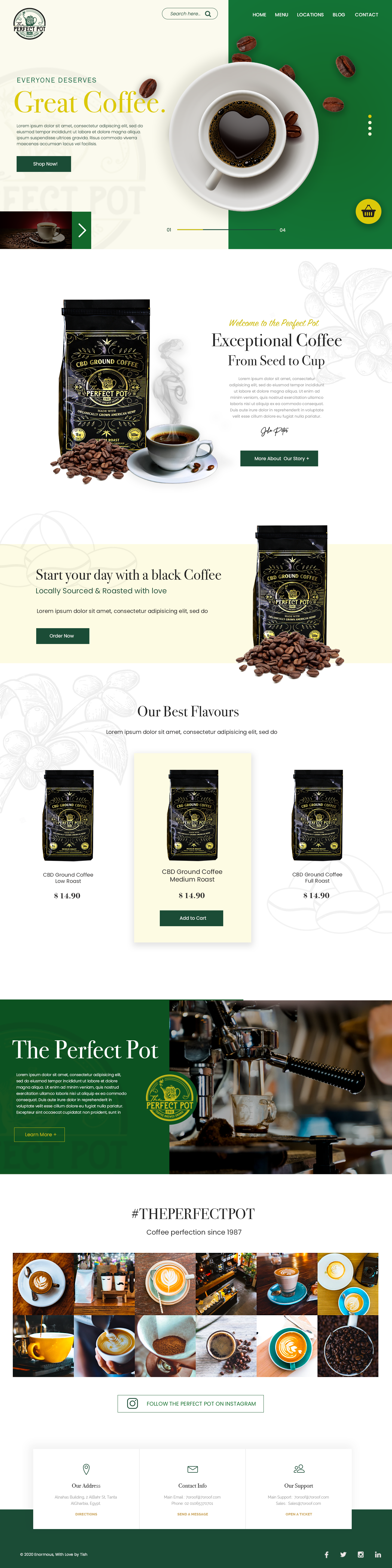 Example of Coffe Website landing page