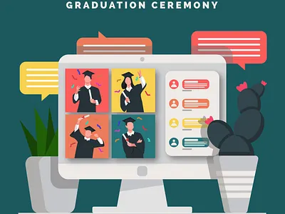 graduation online celebrate design graduate illustration vector