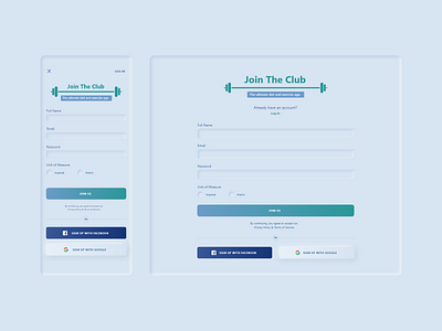 Fitness Sign Up Screen app clean ui design fitness interface design login minimalist mobile neumorphism signin skeuomorphism soft ui ui web