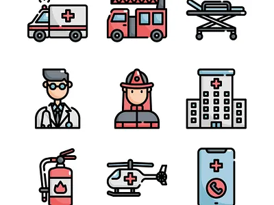 Emergency Services design emergency icon icon design icon set icondesign iconography icons illustration services simple vector