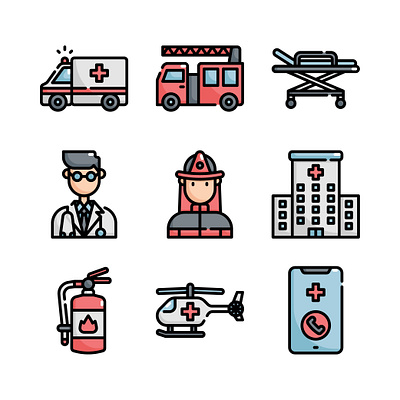 Emergency Services design emergency icon icon design icon set icondesign iconography icons illustration services simple vector