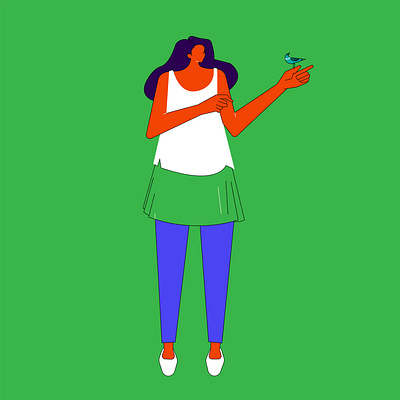 Girl with Bird character design design flat design flat illustration flat ui flatdesign girl graphicdesign illustration illustration art minimalism vector