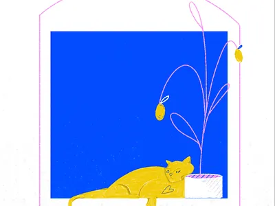 quarantine • fifth shot adobe cat illustration lemon pastel photoshop quarantine window