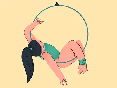 Aerial hoop flat illustration aerial characterdesign digital illustration digital2d flat design flat illustration girl illustration procreate art