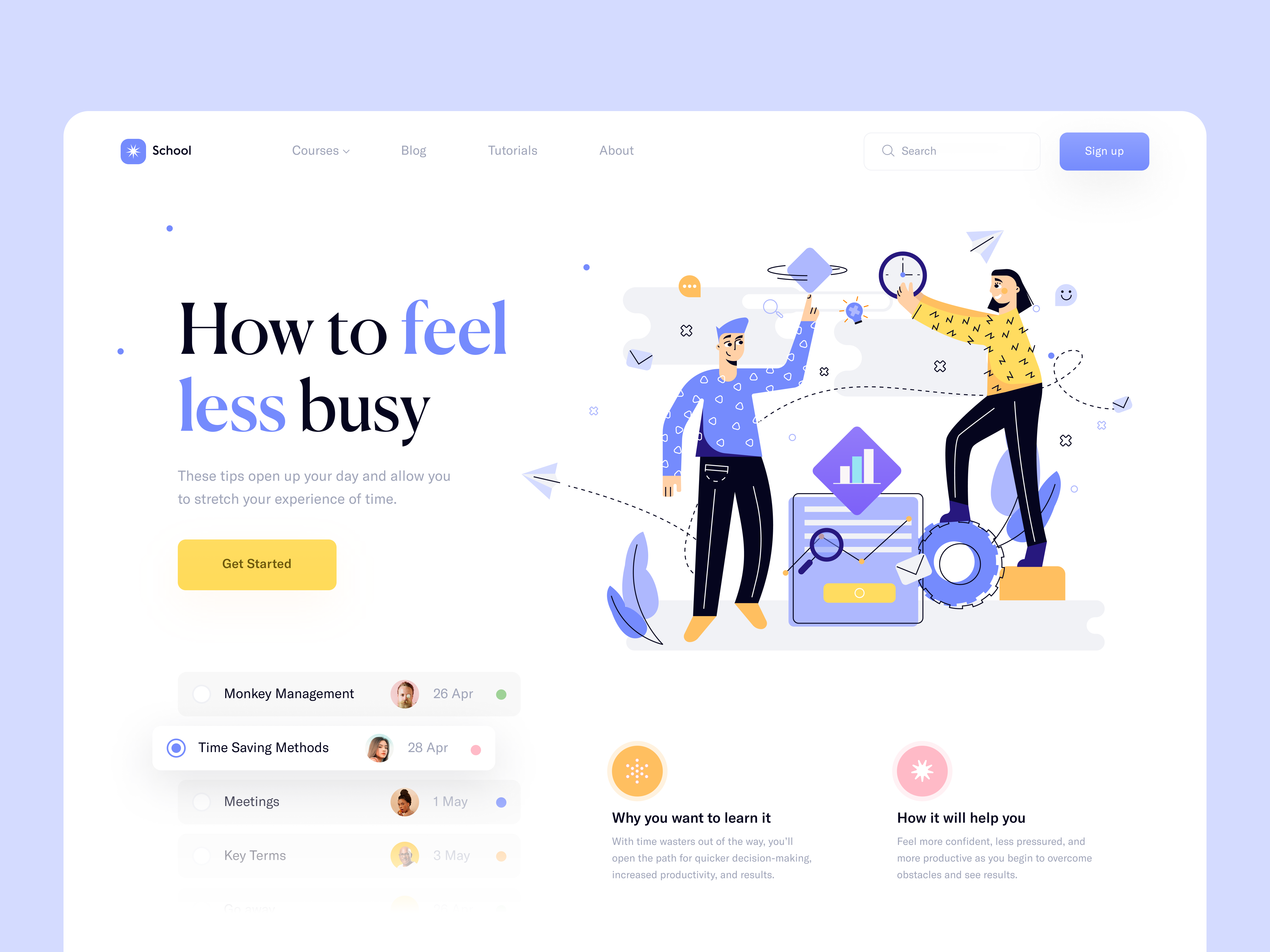 Example of Time Management Courses // Landing Page