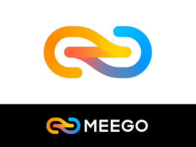 Meego Approved Logo Design for Software Product brand identity branding centered company cold warm gradient colorful connection link chain unite logo mark symbol icon middleware it center element platform integration middleware tech techy technology unity merge path 3d