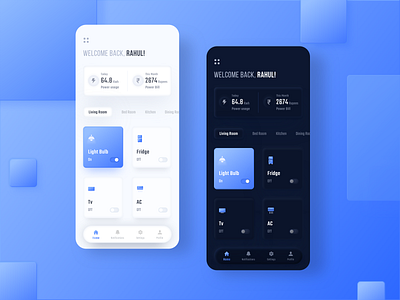 Smart Home app app design clean ui ux dark dark theme dark ui design electricity light theme mobile mobile ui neomorphism neumorphic neumorphic design product sketch smart smart app smarthome ui ux