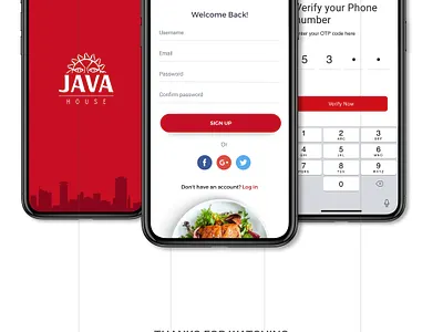 Java House Restaurant app design hotel app ui