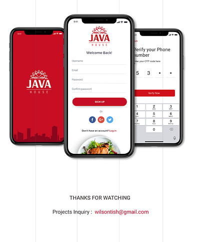 Java House Restaurant app design hotel app ui