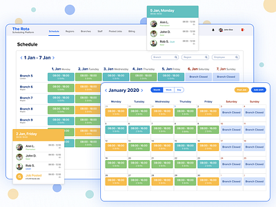 Rota Scheduler. Staff management app branch branch management calendar calendar design clear figma interaction design scheduler simple staff staff management ui user expirience ux uxui