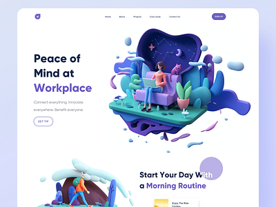 Work Place 3d branding communications design dribbble icon illustration landingpage typogaphy ui ux design vector visual visual design web page work place