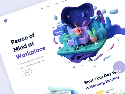 Work Place 3d branding communications design dribbble gettip gettip illustration landingpage logo typogaphy ui ux design uxdesign visual visual design web page webdesign website design