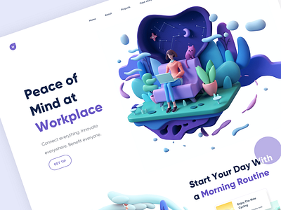 Work Place 3d branding communications design dribbble gettip gettip illustration landingpage logo typogaphy ui ux design uxdesign visual visual design web page webdesign website design