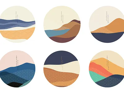 Natural Landscape background with Geometric pattern vector. Moun abstract asian background banner chinese curve desert geometric graphic icon illustration japanese landscape modern mountain mountain logo pattern symbol vector wave