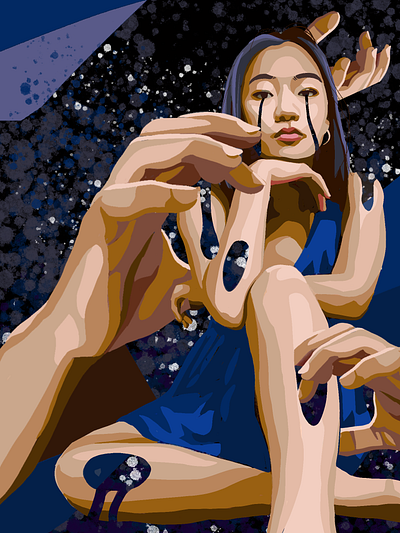 Mastery of Love abstract art abstract design colorful art composition conceptual art creative design dark color figure figure drawing fingers girl illustration hand hands illustration inspiration portrait