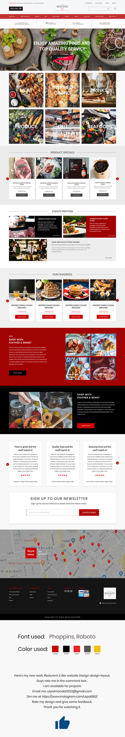 Restaurant & bar-website design app branding design illustration illustrator type typography ui uiux web website