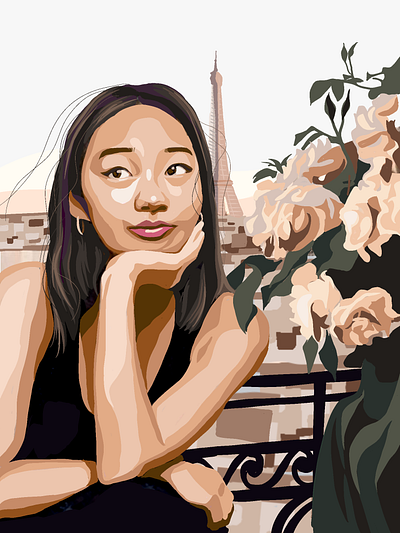 Me in Paris aesthetic colorful art eiffel tower flower illustration flowers france girl illustration girl portrait graphic design hair illustration inspiration neutral colors paris parisaesthetic pastel pastel palette popart portrait self portrait