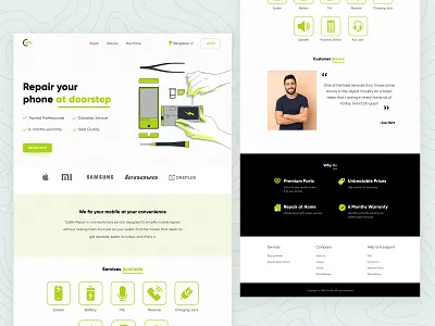 Calify Home Page design home page illustration landing page minimal mobile repair template ui ux