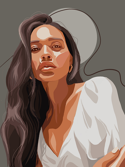 Elisa Portrait abstract design creative design earrings girl illustration hair hairstyle hairtechnique highlights illustration movie star neutral colors neutral palette neutrals pastel pastel colors portrait procreate reflection selfie simplistic